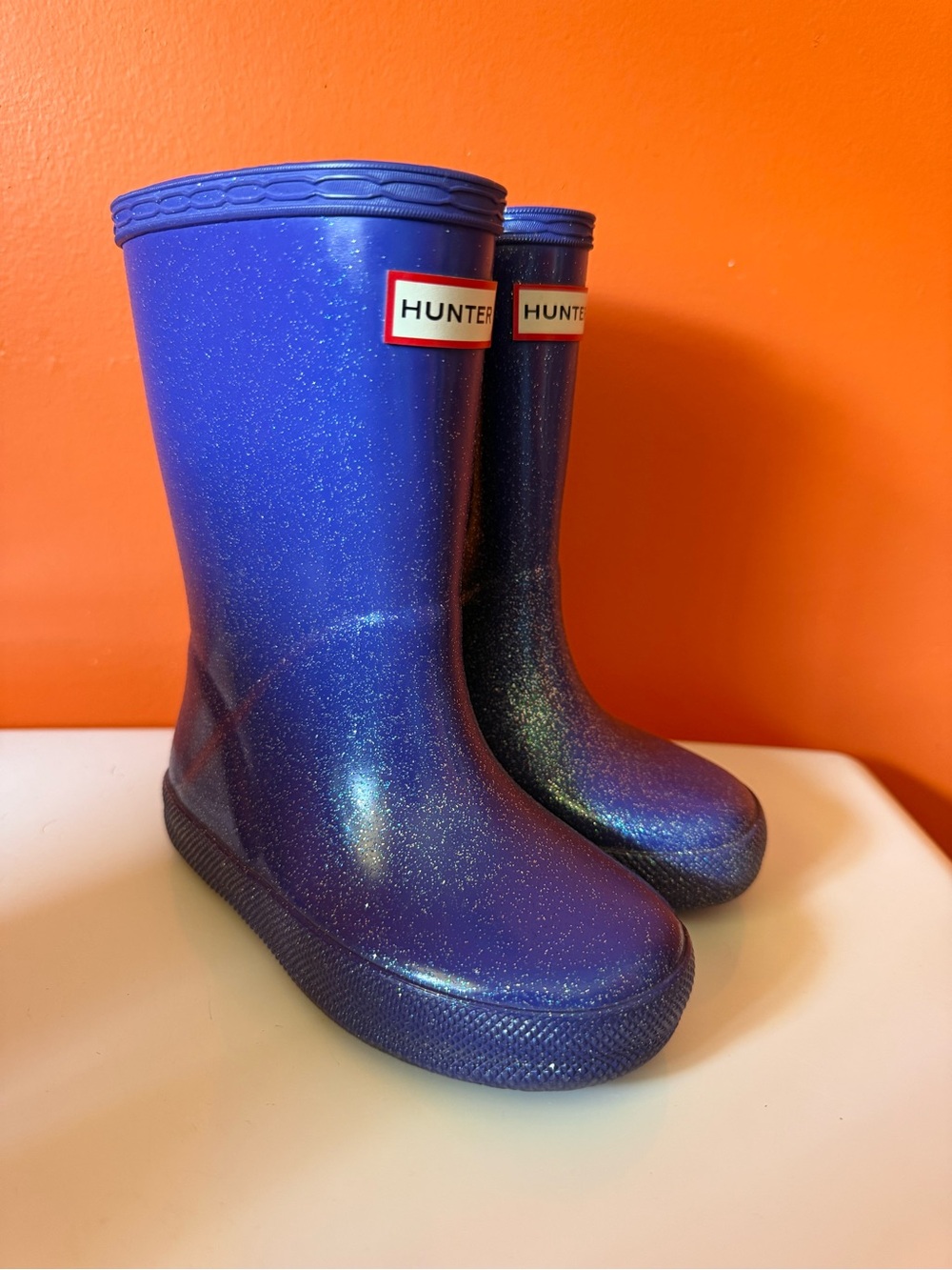 Hunter Kids Sparkle Blue Rain Boots